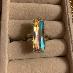 New Beautiful Iridescent Baguette Adjustable ring